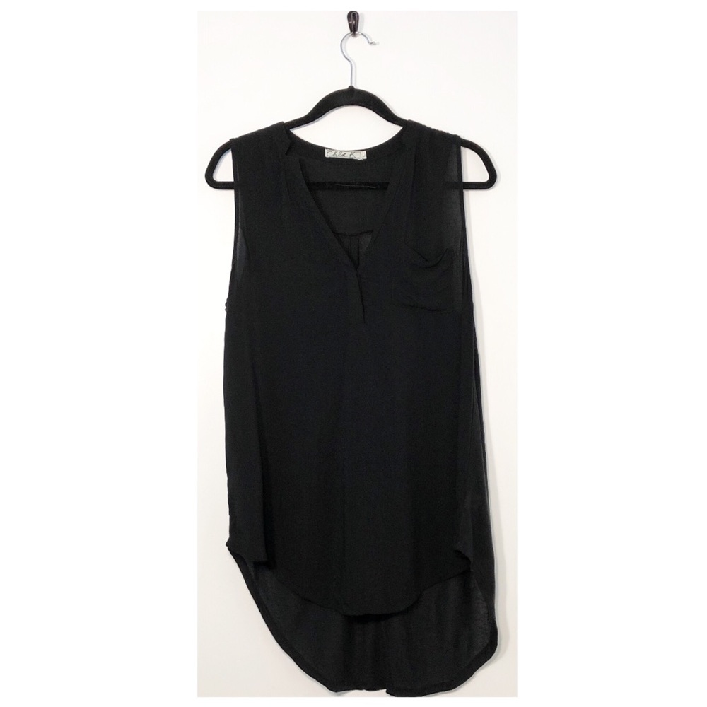 Chloe K. Nordstrom Black High-Low Rayon Top